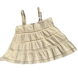 Miami Cream Eyelet Lace Tiered Ruffle Babydoll y2k Tank Top Womens Medium Boho